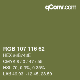 颜色代码: RGB 107 116 62 | qconv.com