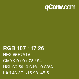 Farbcode: RGB 107 117 26 | qconv.com