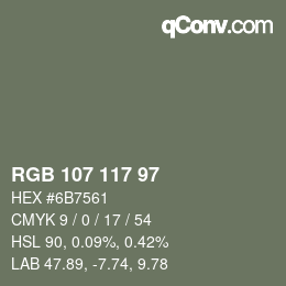 Farbcode: RGB 107 117 97 | qconv.com