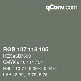 Código de color: RGB 107 118 105 | qconv.com