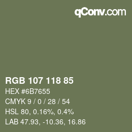 Farbcode: RGB 107 118 85 | qconv.com