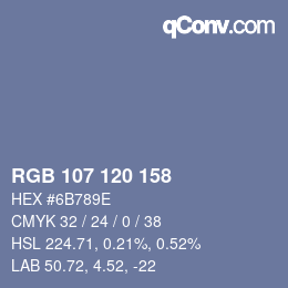 颜色代码: RGB 107 120 158 | qconv.com