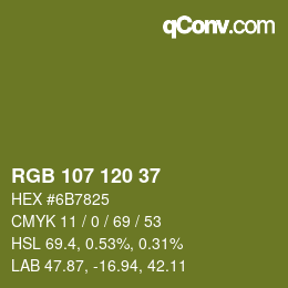 Color code: RGB 107 120 37 | qconv.com
