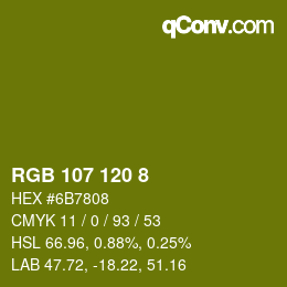 颜色代码: RGB 107 120 8 | qconv.com