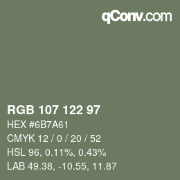 カラーコード: RGB 107 122 97 | qconv.com