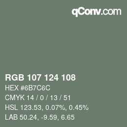 Color code: RGB 107 124 108 | qconv.com