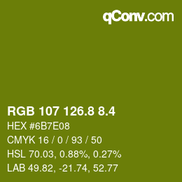 カラーコード: RGB 107 126.8 8.4 | qconv.com
