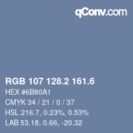 カラーコード: RGB 107 128.2 161.6 | qconv.com