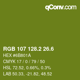 カラーコード: RGB 107 128.2 26.6 | qconv.com