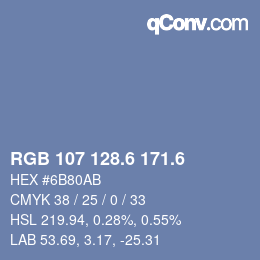 カラーコード: RGB 107 128.6 171.6 | qconv.com