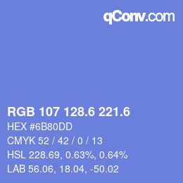 カラーコード: RGB 107 128.6 221.6 | qconv.com