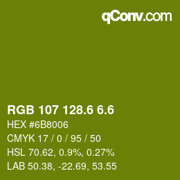 カラーコード: RGB 107 128.6 6.6 | qconv.com