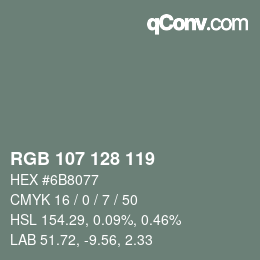 カラーコード: RGB 107 128 119 | qconv.com