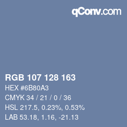 Color code: RGB 107 128 163 | qconv.com