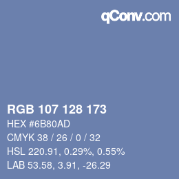 カラーコード: RGB 107 128 173 | qconv.com