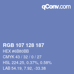 Color code: RGB 107 128 187 | qconv.com