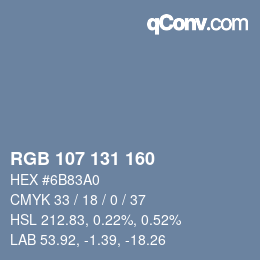 颜色代码: RGB 107 131 160 | qconv.com