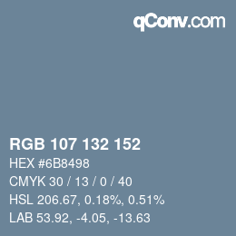 Farbcode: RGB 107 132 152 | qconv.com