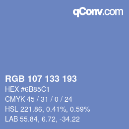 Color code: RGB 107 133 193 | qconv.com