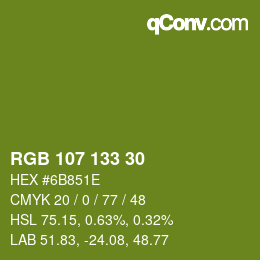 颜色代码: RGB 107 133 30 | qconv.com