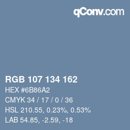 Color code: RGB 107 134 162 | qconv.com