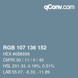 Color code: RGB 107 136 152 | qconv.com