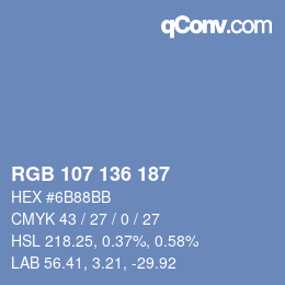 Color code: RGB 107 136 187 | qconv.com