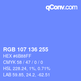 Color code: RGB 107 136 255 | qconv.com