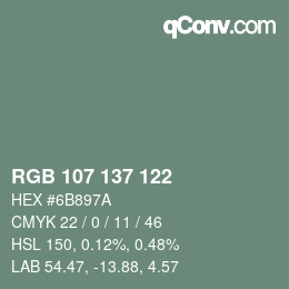 颜色代码: RGB 107 137 122 | qconv.com
