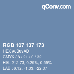 颜色代码: RGB 107 137 173 | qconv.com