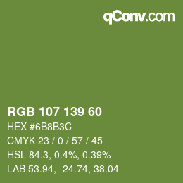 Code couleur: RGB 107 139 60 | qconv.com