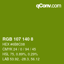Color code: RGB 107 140 8 | qconv.com