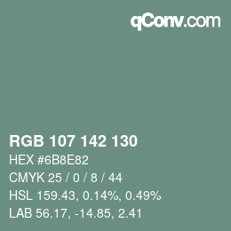 颜色代码: RGB 107 142 130 | qconv.com