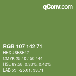 Color code: RGB 107 142 71 | qconv.com