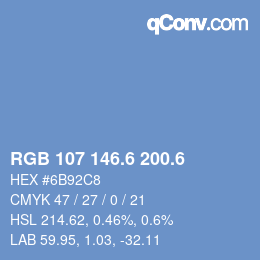 カラーコード: RGB 107 146.6 200.6 | qconv.com