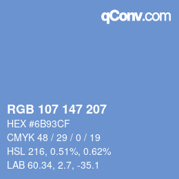 Color code: RGB 107 147 207 | qconv.com