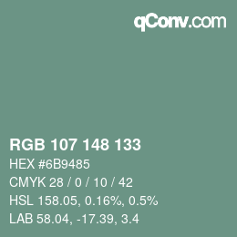 颜色代码: RGB 107 148 133 | qconv.com