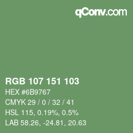 Color code: RGB 107 151 103 | qconv.com