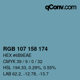 カラーコード: RGB 107 158 174 | qconv.com