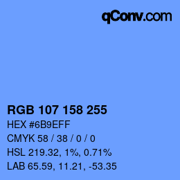 Farbcode: RGB 107 158 255 | qconv.com