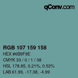Color code: RGB 107 159 158 | qconv.com