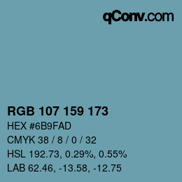 Color code: RGB 107 159 173 | qconv.com