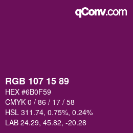 颜色代码: RGB 107 15 89 | qconv.com
