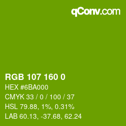 Color code: RGB 107 160 0 | qconv.com