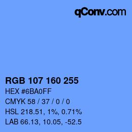 Código de color: RGB 107 160 255 | qconv.com