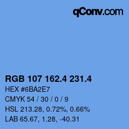 カラーコード: RGB 107 162.4 231.4 | qconv.com