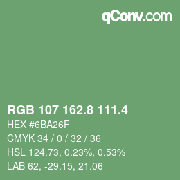 カラーコード: RGB 107 162.8 111.4 | qconv.com