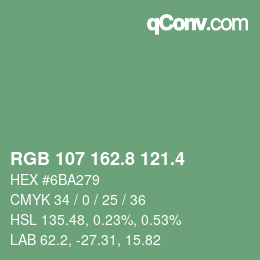 カラーコード: RGB 107 162.8 121.4 | qconv.com
