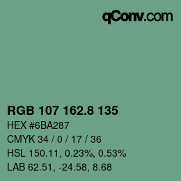 カラーコード: RGB 107 162.8 135 | qconv.com