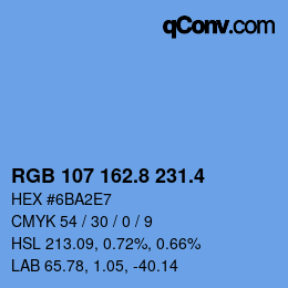 カラーコード: RGB 107 162.8 231.4 | qconv.com